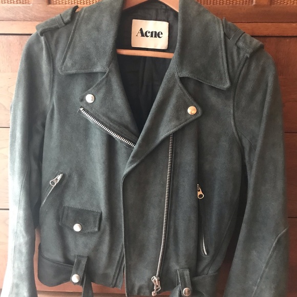 Acne Grey Suede Mape Motorcycle Jacket 36 - Picture 2 of 6